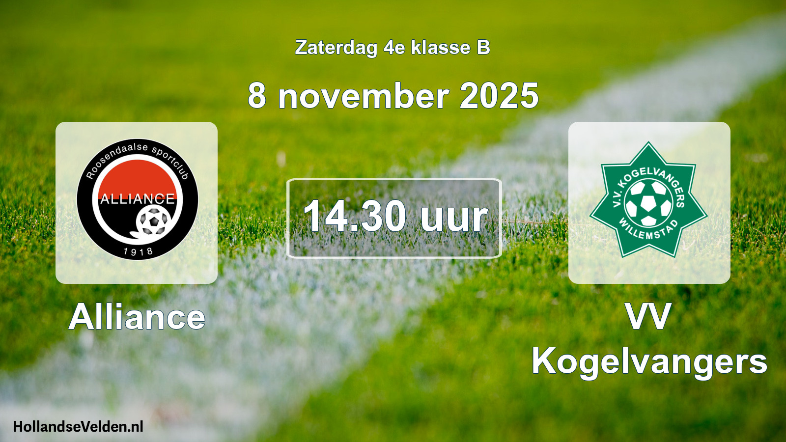 Geplande wedstrijd: Alliance - VV Kogelvangers (8 november 2025)