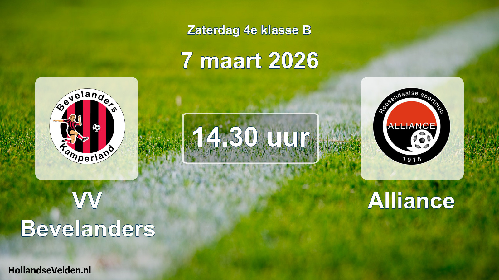 Geplande wedstrijd: VV Bevelanders - Alliance (7 maart 2026)
