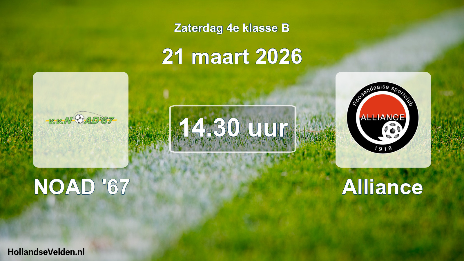 Geplande wedstrijd: NOAD '67 - Alliance (21 maart 2026)