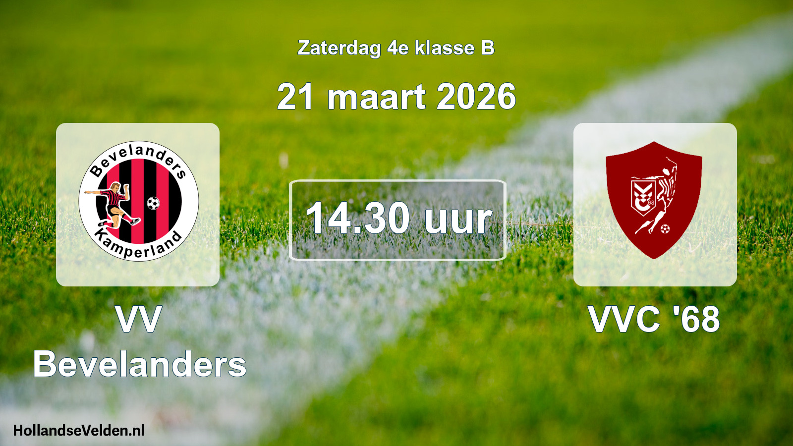 Geplande wedstrijd: VV Bevelanders - VVC '68 (21 maart 2026)