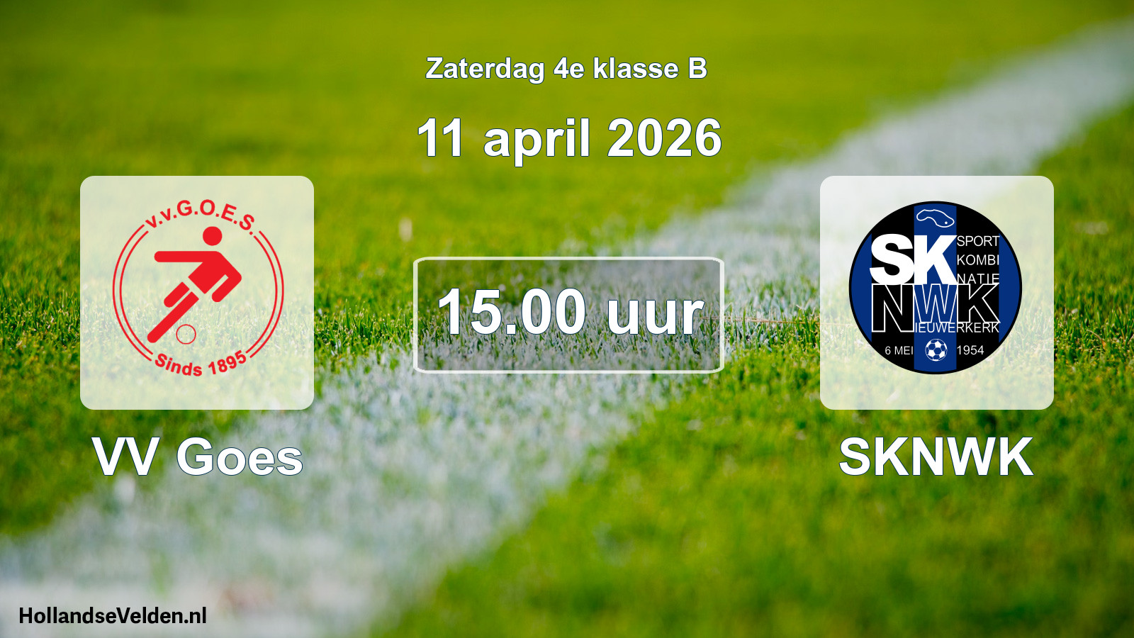 Geplande wedstrijd: VV Goes - SKNWK (11 april 2026)
