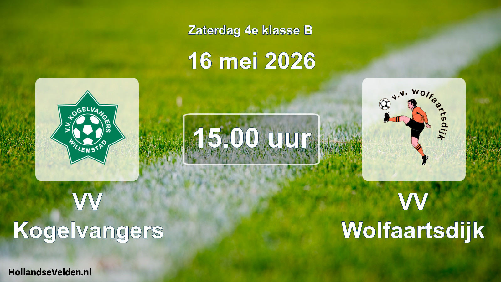 Geplande wedstrijd: VV Kogelvangers - VV Wolfaartsdijk (16 mei 2026)