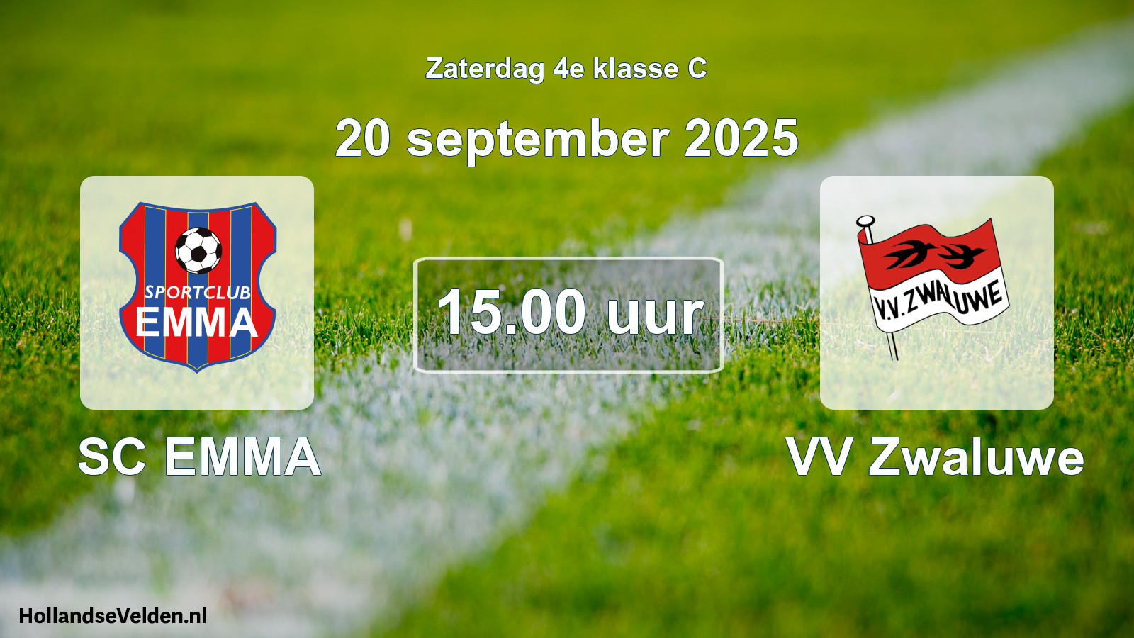 Geplande wedstrijd: SC EMMA - VV Zwaluwe (20 september 2025)