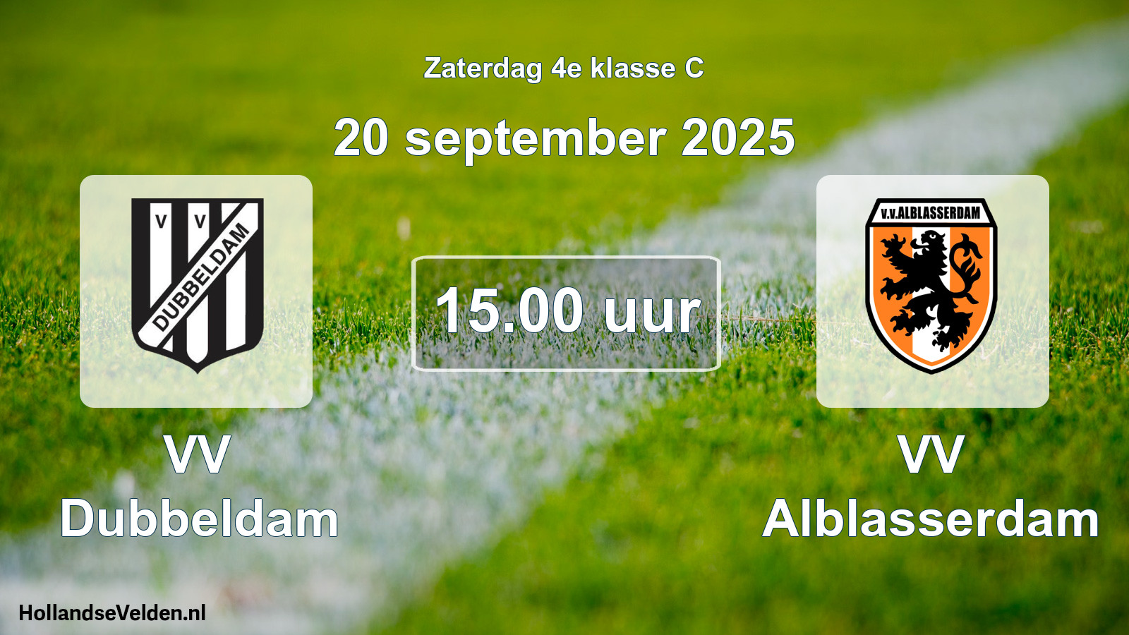 Geplande wedstrijd: VV Dubbeldam - VV Alblasserdam (20 september 2025)