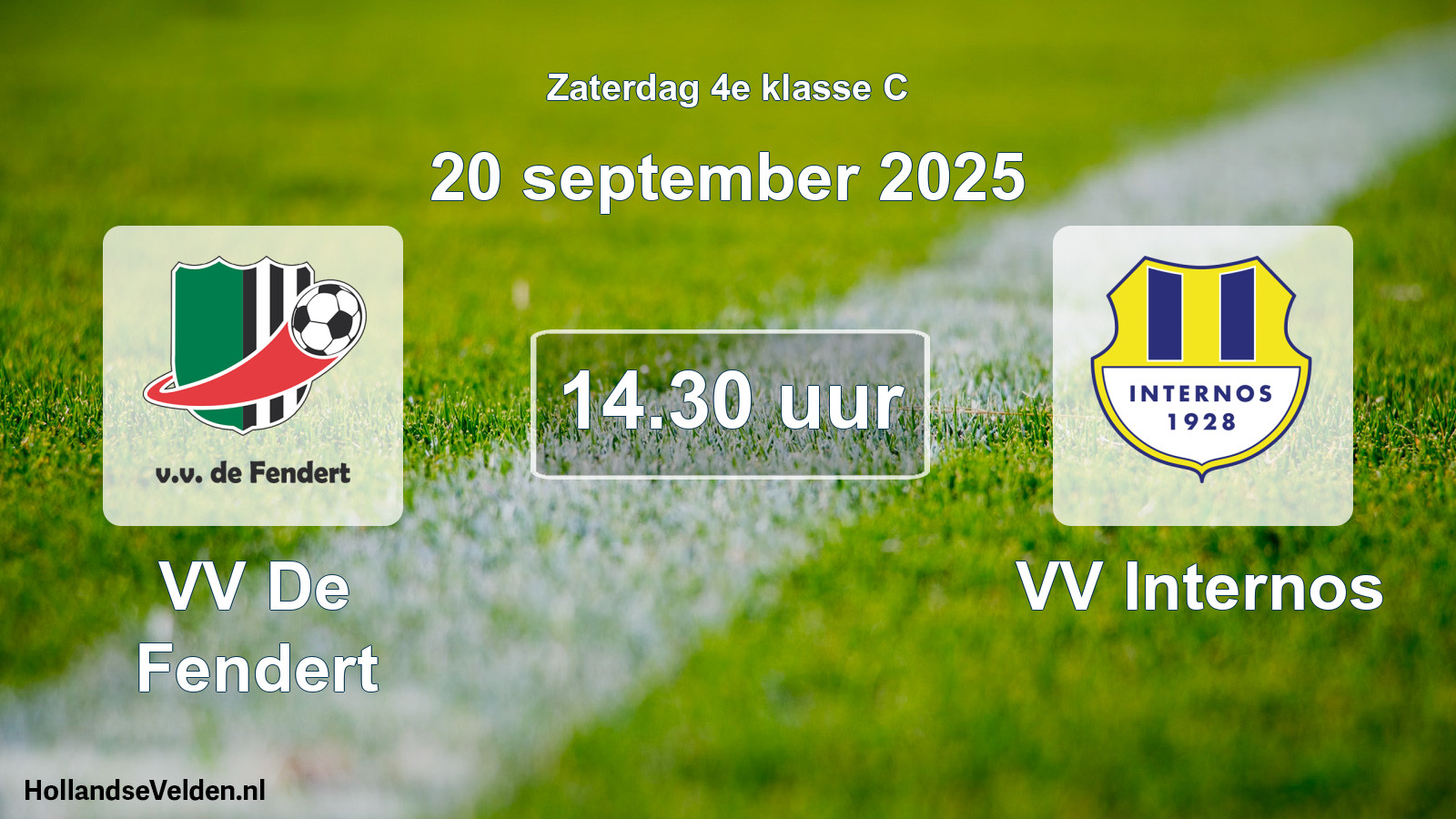 Geplande wedstrijd: VV De Fendert - VV Internos (20 september 2025)