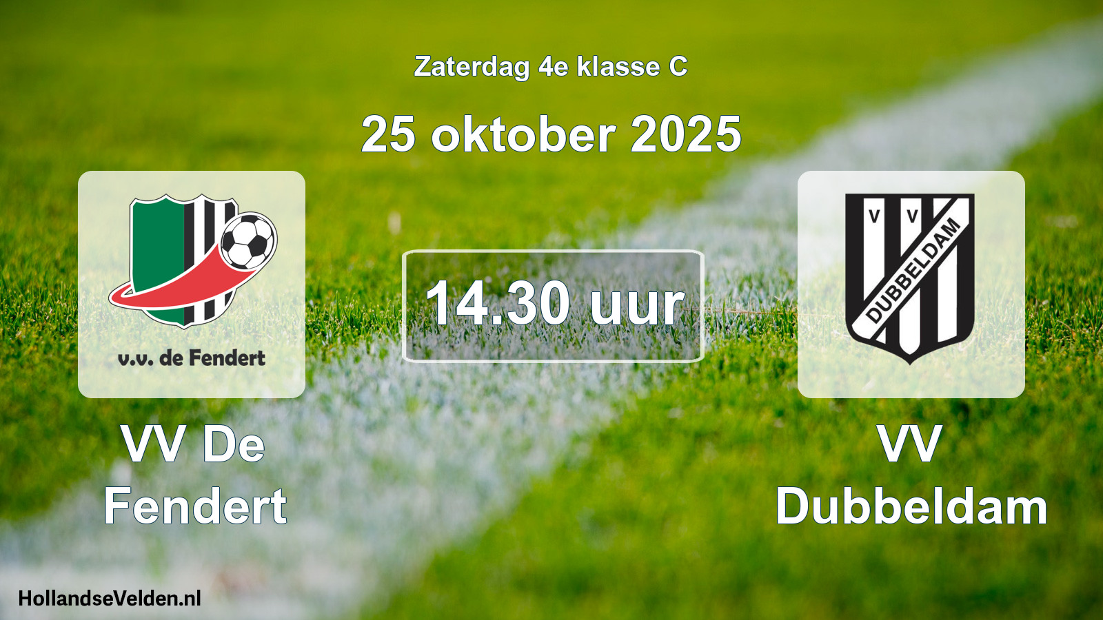 Geplande wedstrijd: VV De Fendert - VV Dubbeldam (25 oktober 2025)