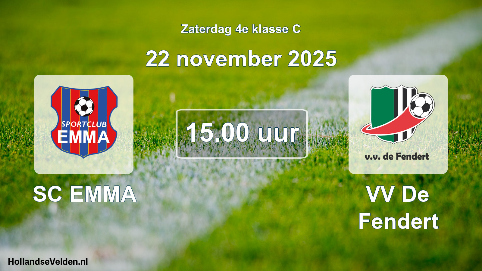 Scheduled Match: SC EMMA - VV De Fendert (22 November 2025)