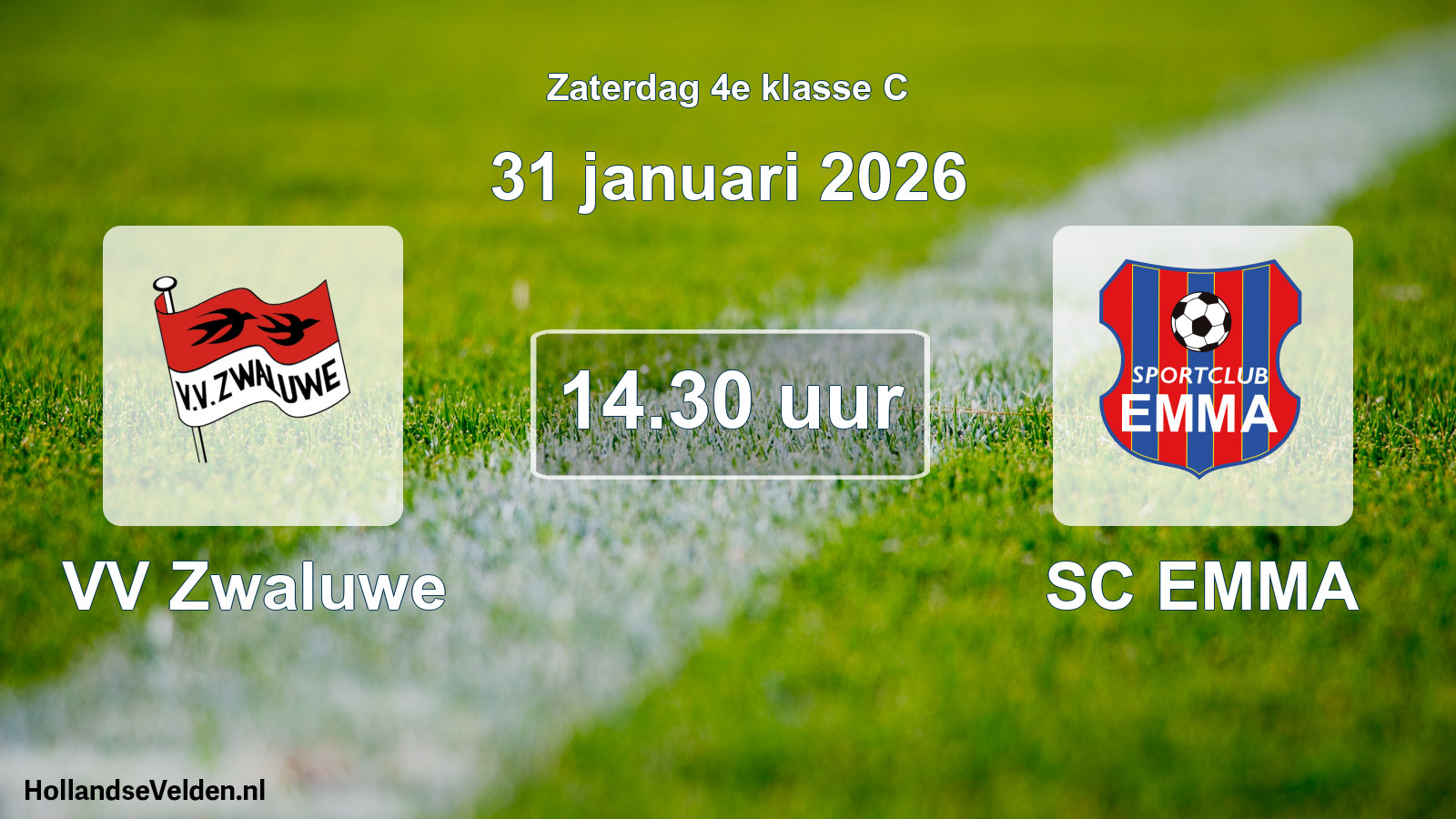 Geplande wedstrijd: VV Zwaluwe - SC EMMA (31 januari 2026)