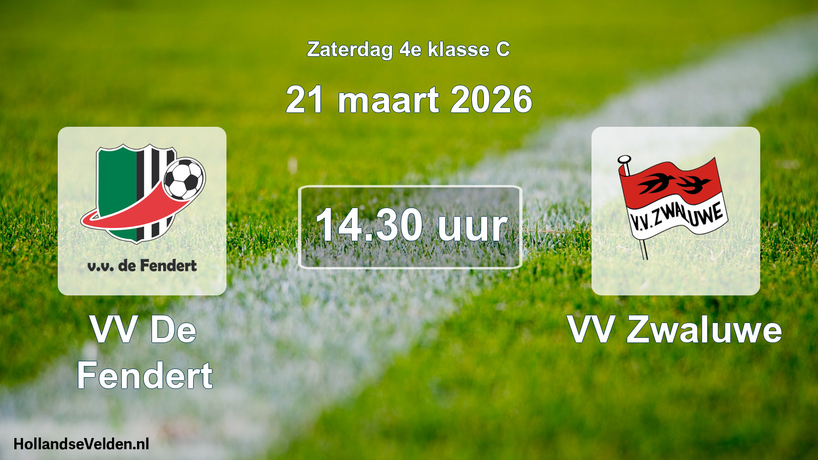 Scheduled Match: VV De Fendert - VV Zwaluwe (21 March 2026)