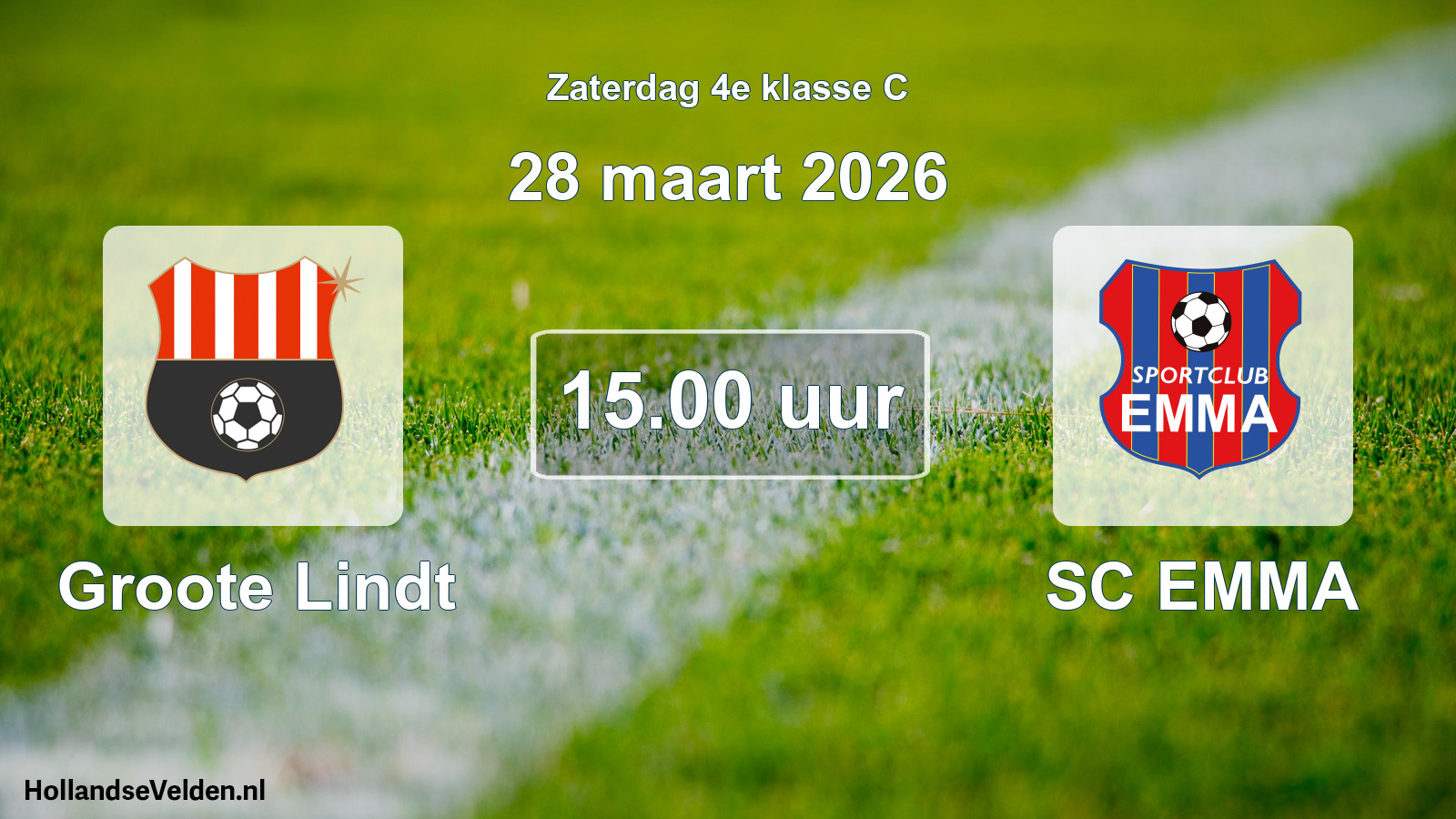 Geplande wedstrijd: Groote Lindt - SC EMMA (28 maart 2026)