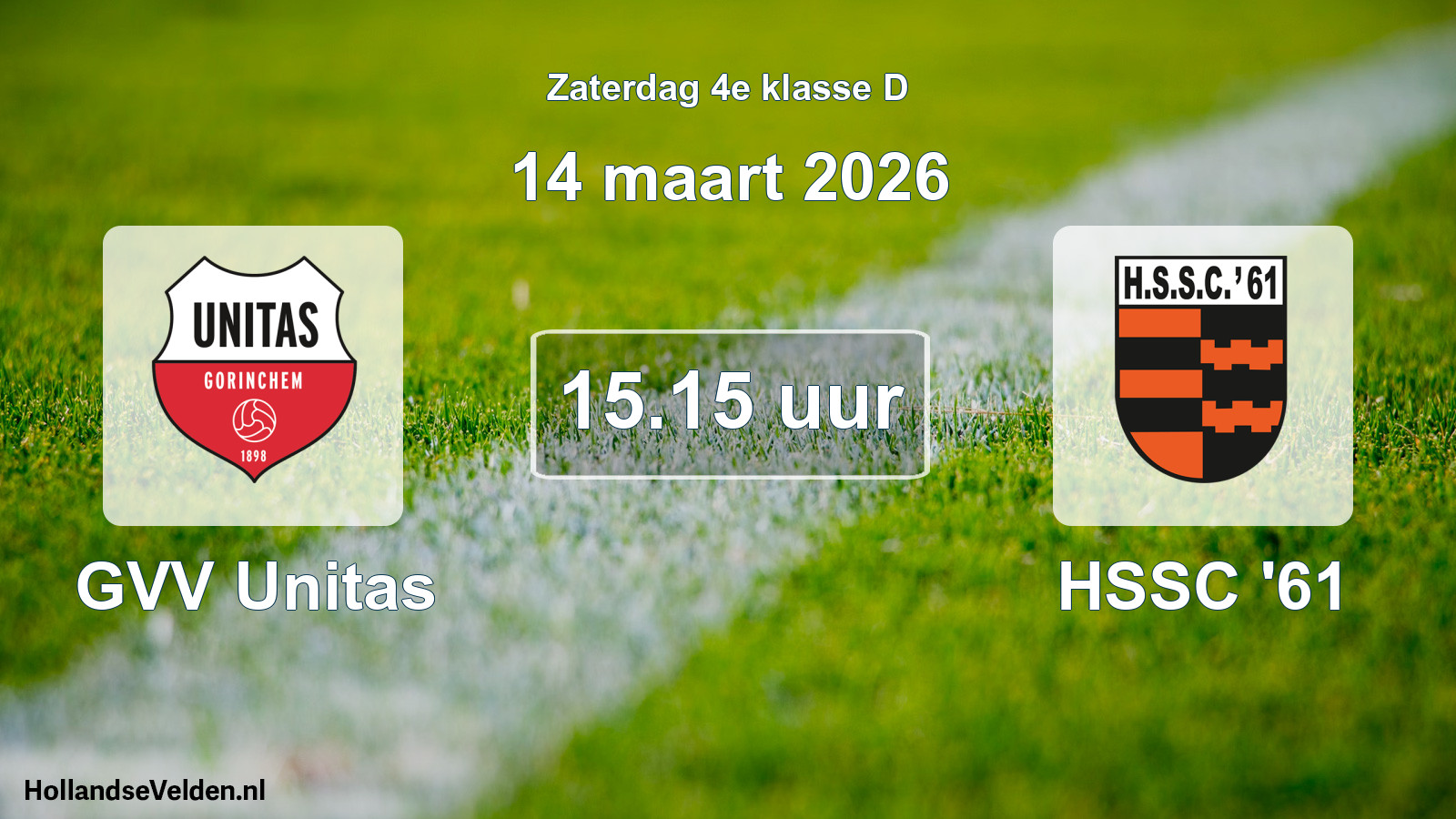 Geplande wedstrijd: GVV Unitas - HSSC '61 (14 maart 2026)
