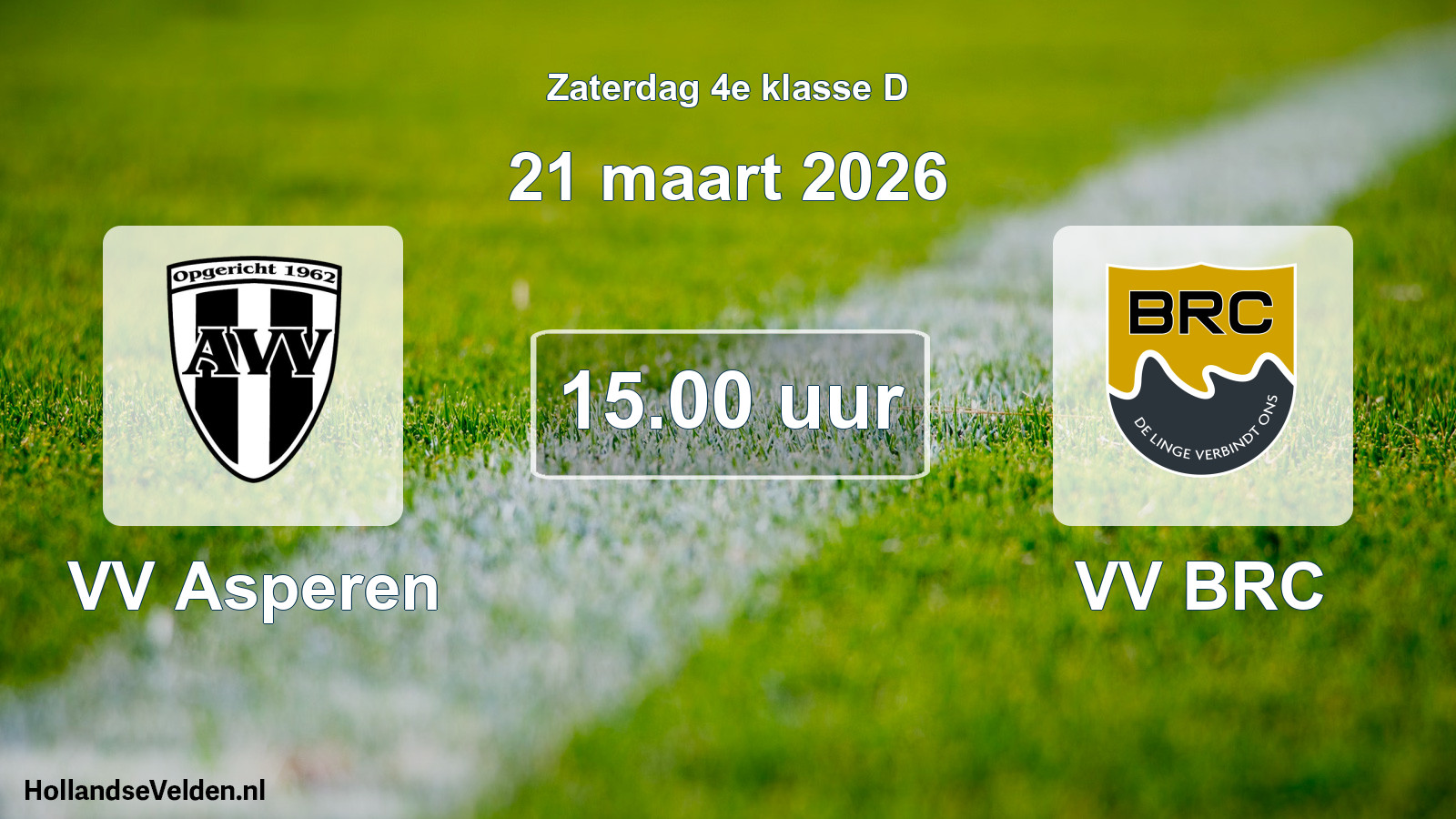 Geplande wedstrijd: VV Asperen - VV BRC (21 maart 2026)