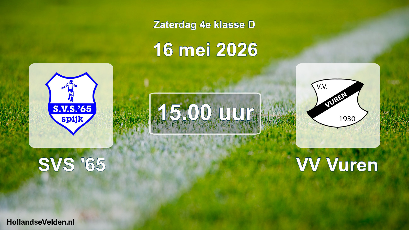 Scheduled Match: SVS '65 - VV Vuren (16 May 2026)
