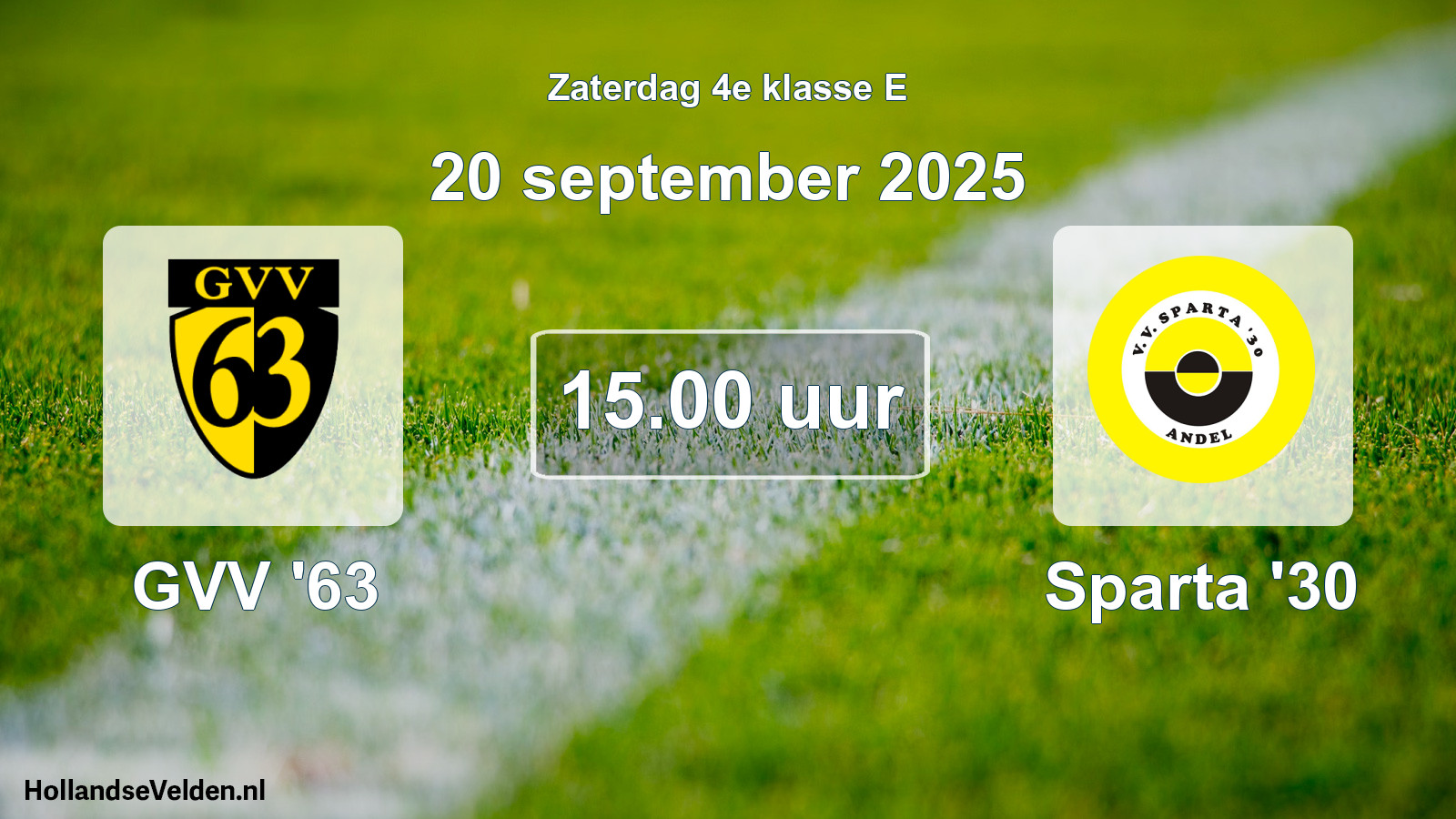Geplande wedstrijd: GVV '63 - Sparta '30 (20 september 2025)