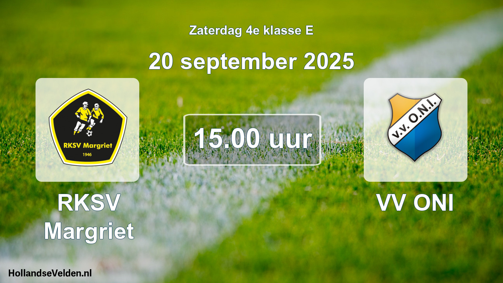 Scheduled Match: RKSV Margriet - VV ONI (20 September 2025)