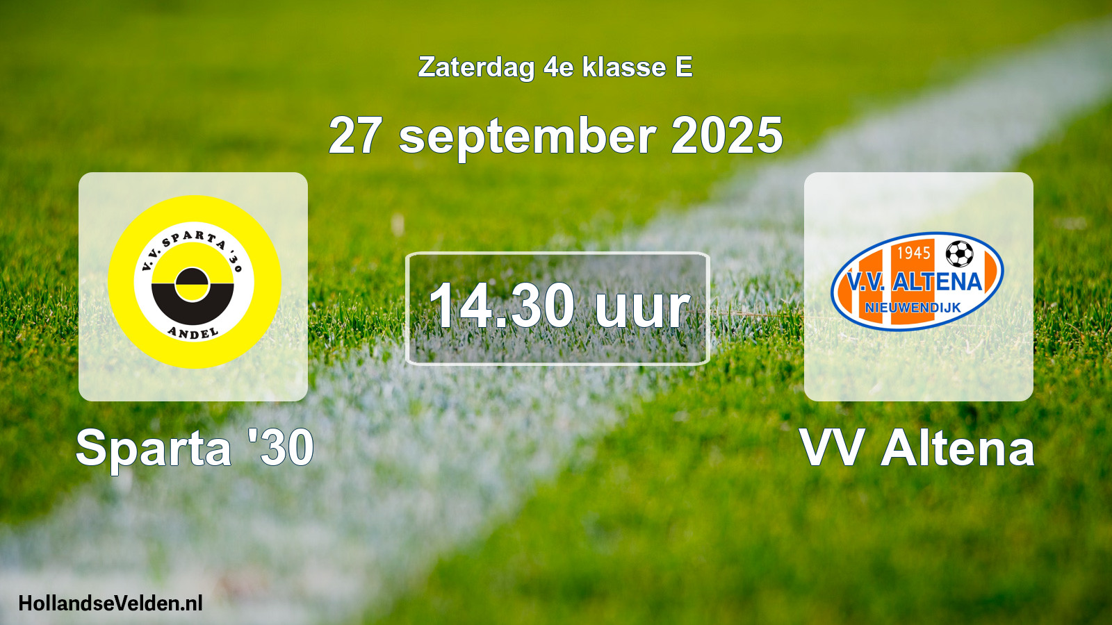 Geplande wedstrijd: Sparta '30 - VV Altena (27 september 2025)