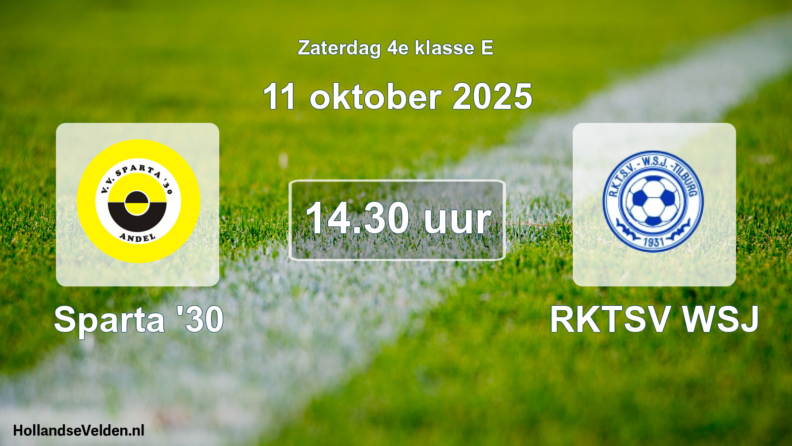 Geplande wedstrijd: Sparta '30 - RKTSV WSJ (11 oktober 2025)