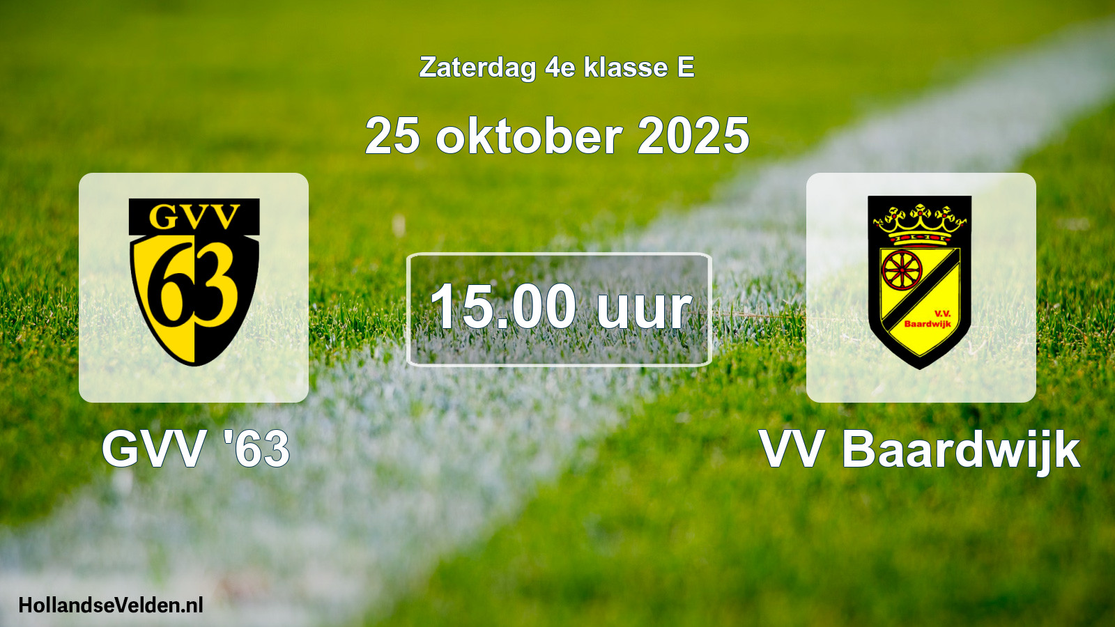 Scheduled Match: GVV '63 - VV Baardwijk (25 October 2025)