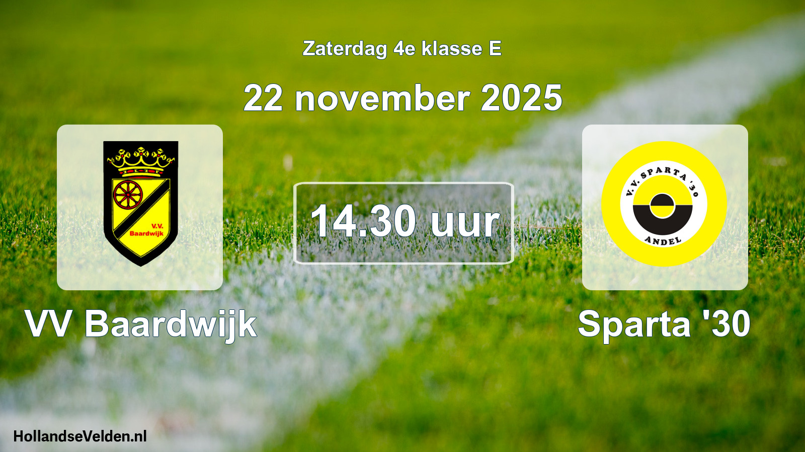 Scheduled Match: VV Baardwijk - Sparta '30 (22 November 2025)
