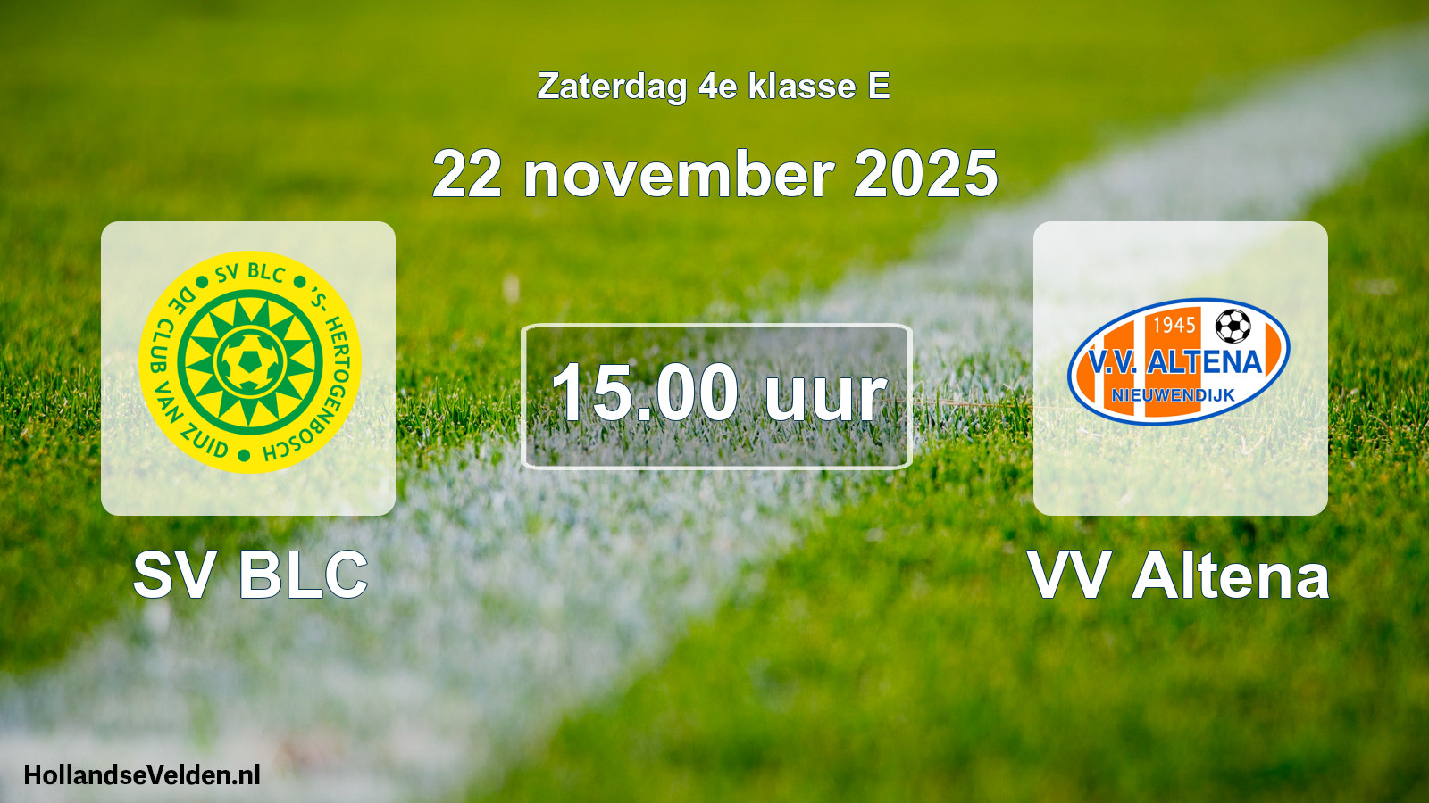 Geplande wedstrijd: SV BLC - VV Altena (22 november 2025)