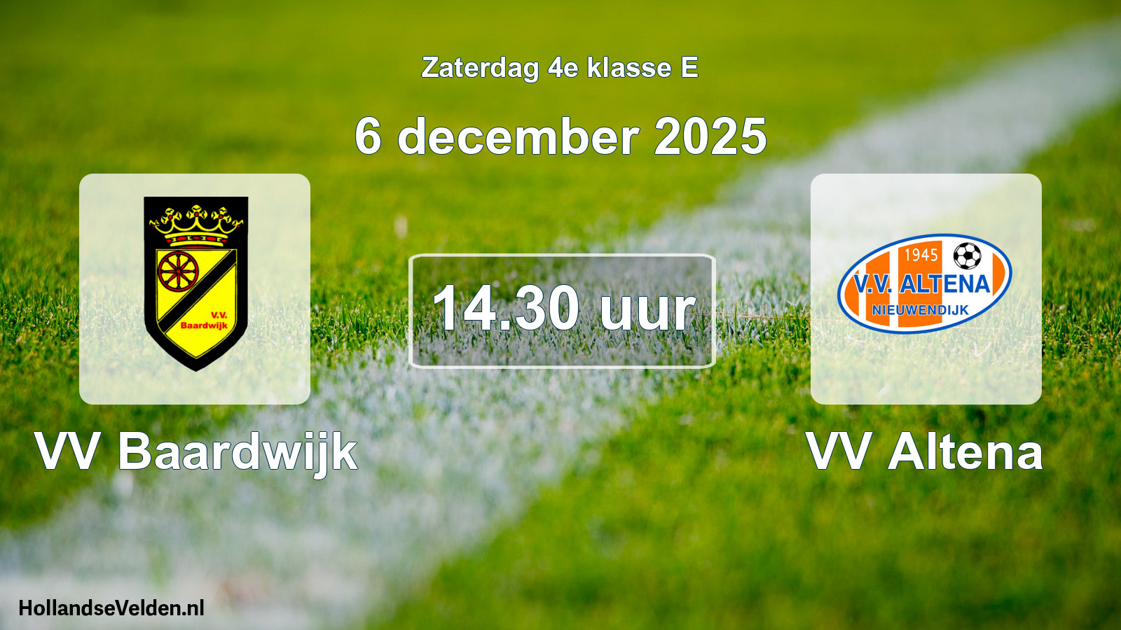 Geplande wedstrijd: VV Baardwijk - VV Altena (6 december 2025)