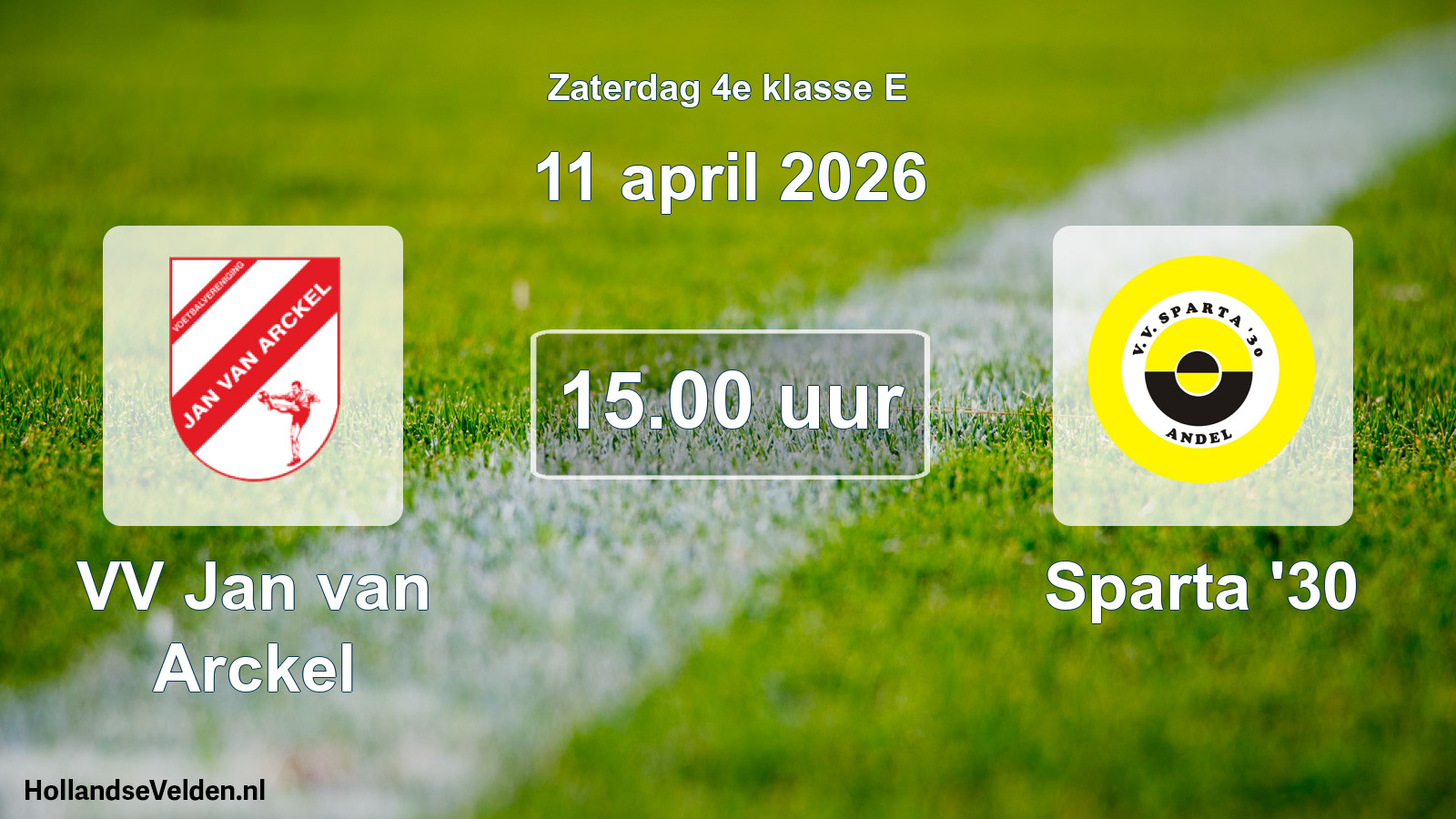 Scheduled Match: VV Jan van Arckel - Sparta '30 (11 April 2026)