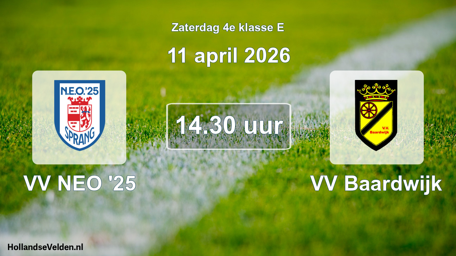 Geplande wedstrijd: VV NEO '25 - VV Baardwijk (11 april 2026)