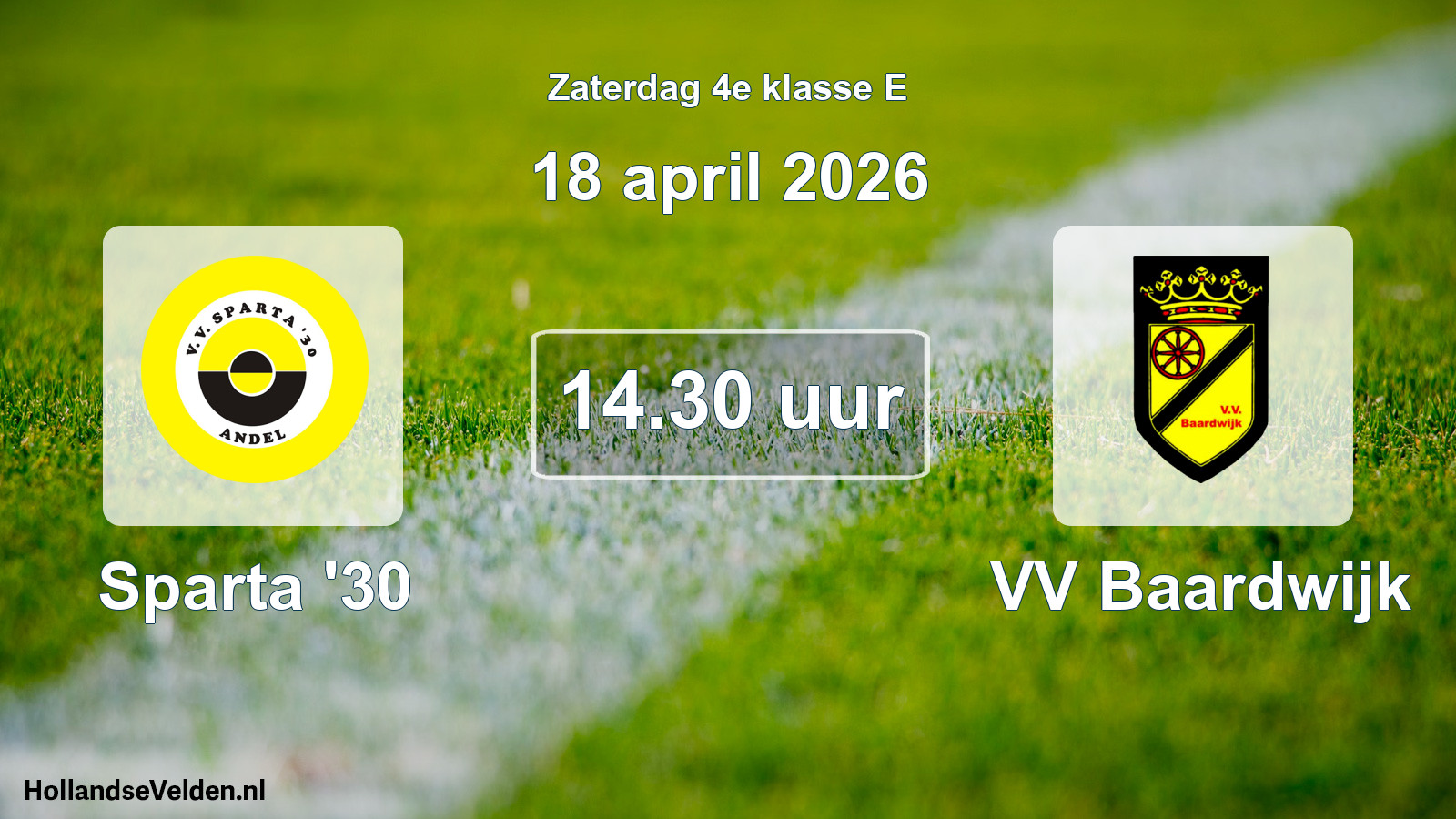 Geplande wedstrijd: Sparta '30 - VV Baardwijk (18 april 2026)