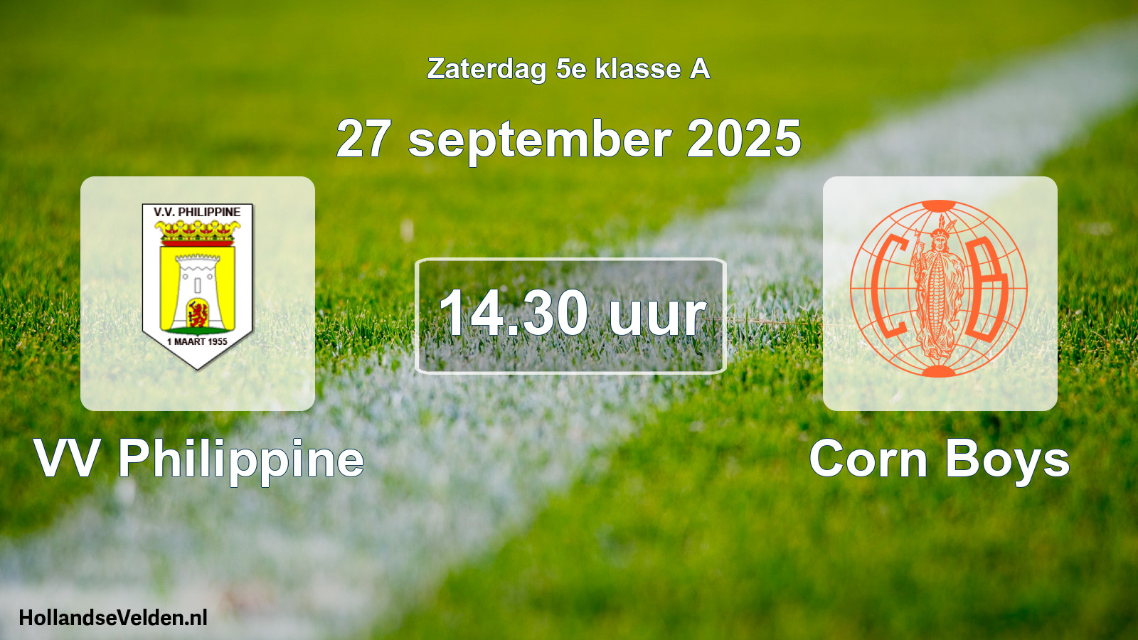Geplande wedstrijd: VV Philippine - Corn Boys (27 september 2025)