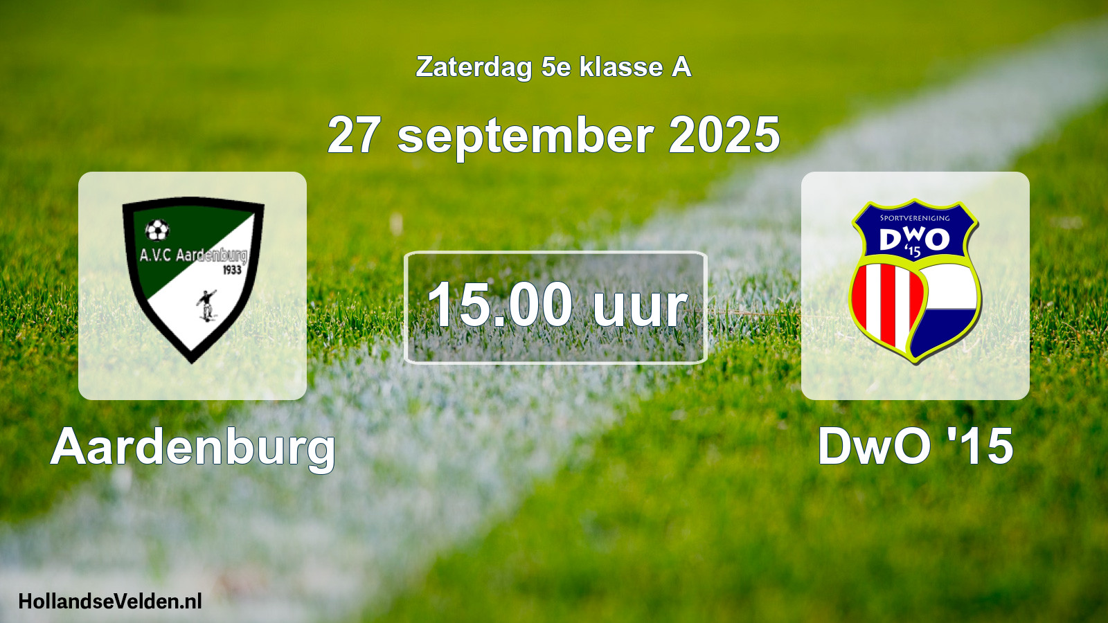 Geplande wedstrijd: Aardenburg - DwO '15 (27 september 2025)