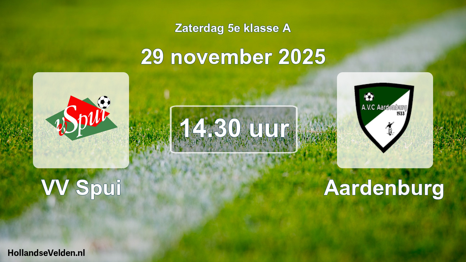 Geplande wedstrijd: VV Spui - Aardenburg (29 november 2025)