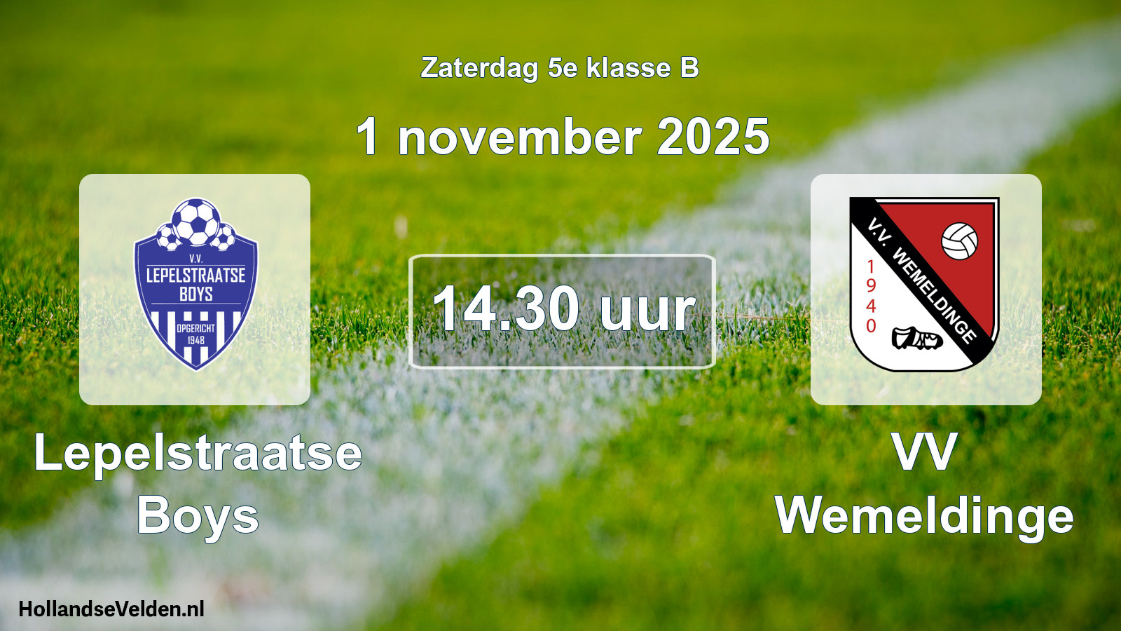 Scheduled Match: Lepelstraatse Boys - VV Wemeldinge (1 November 2025)