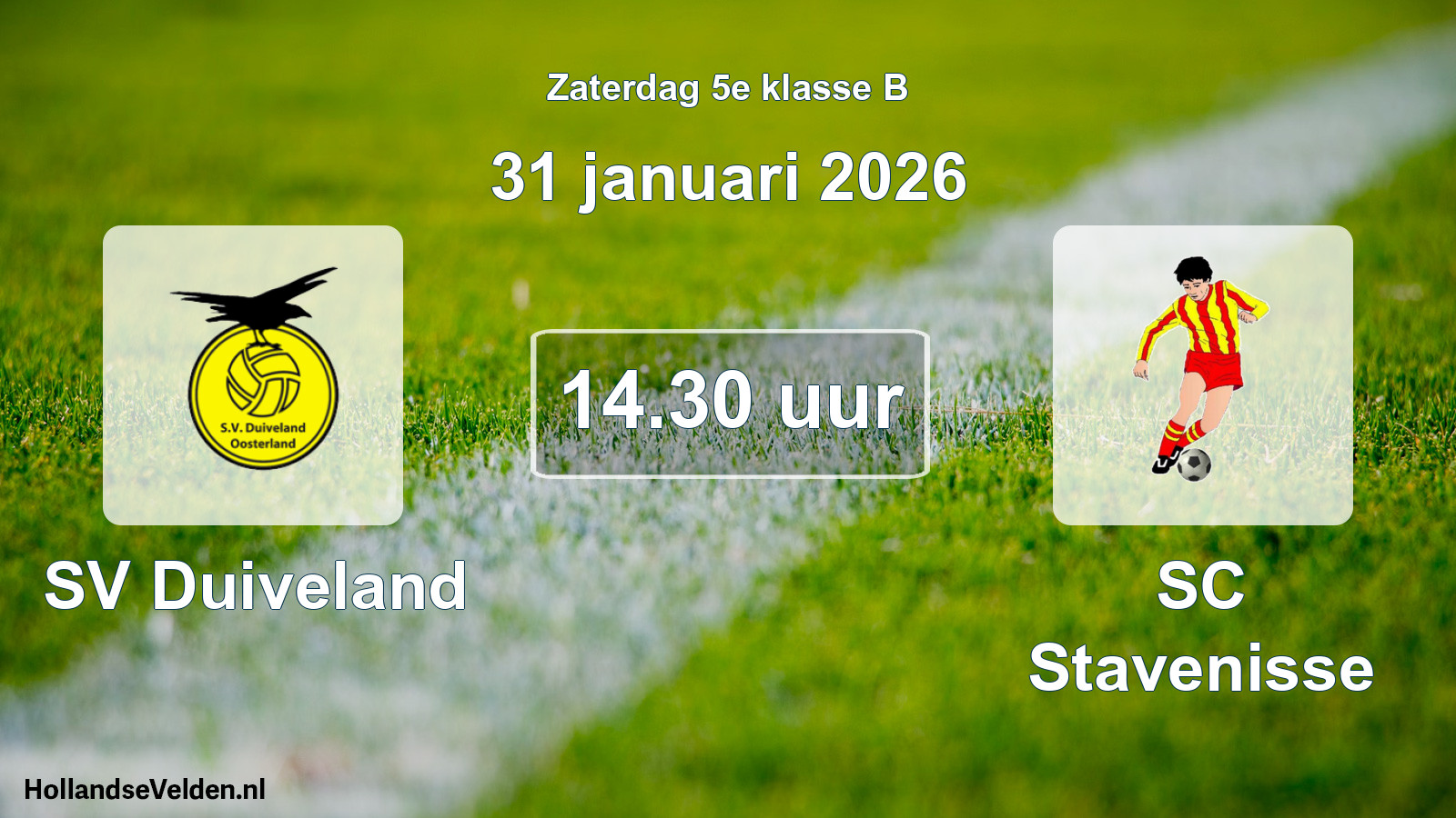 Geplande wedstrijd: SV Duiveland - SC Stavenisse (31 januari 2026)