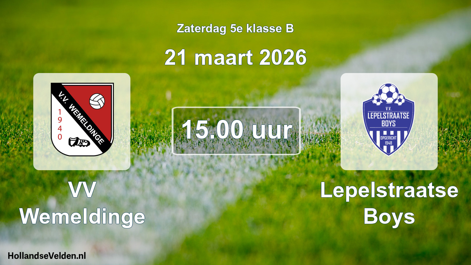 Geplande wedstrijd: VV Wemeldinge - Lepelstraatse Boys (21 maart 2026)