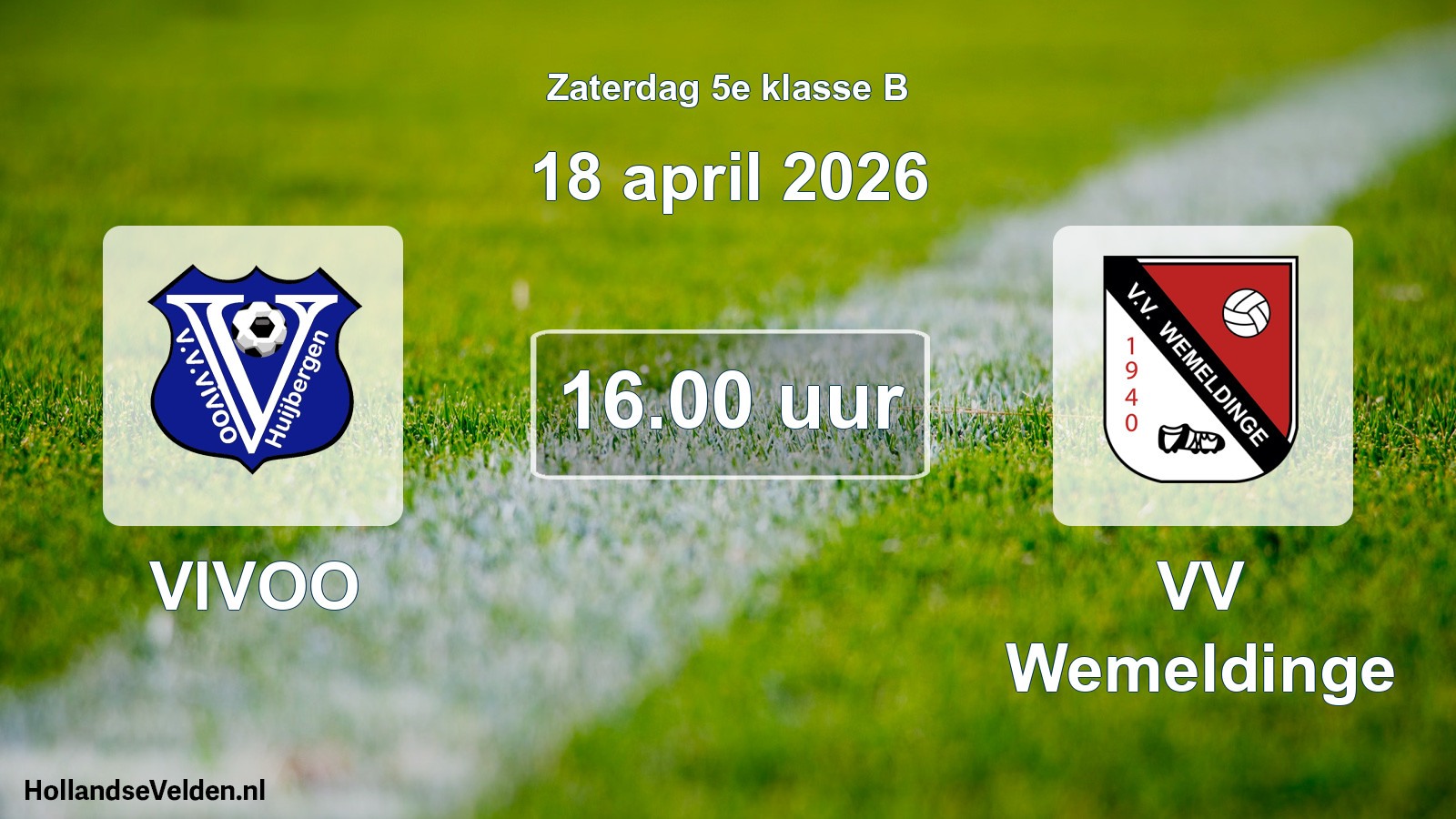 Geplande wedstrijd: VIVOO - VV Wemeldinge (18 april 2026)