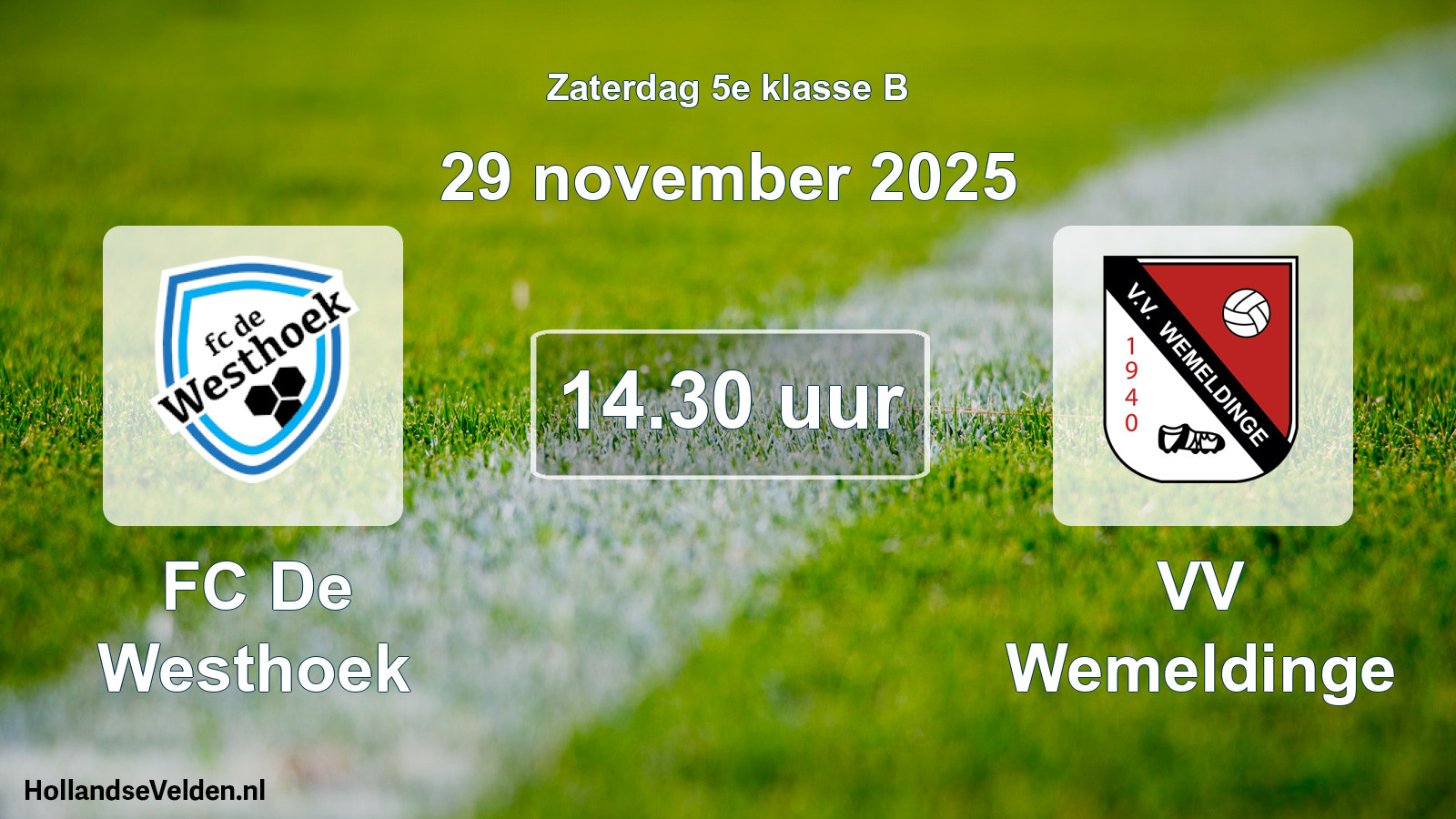 Geplande wedstrijd: FC De Westhoek - VV Wemeldinge (29 november 2025)