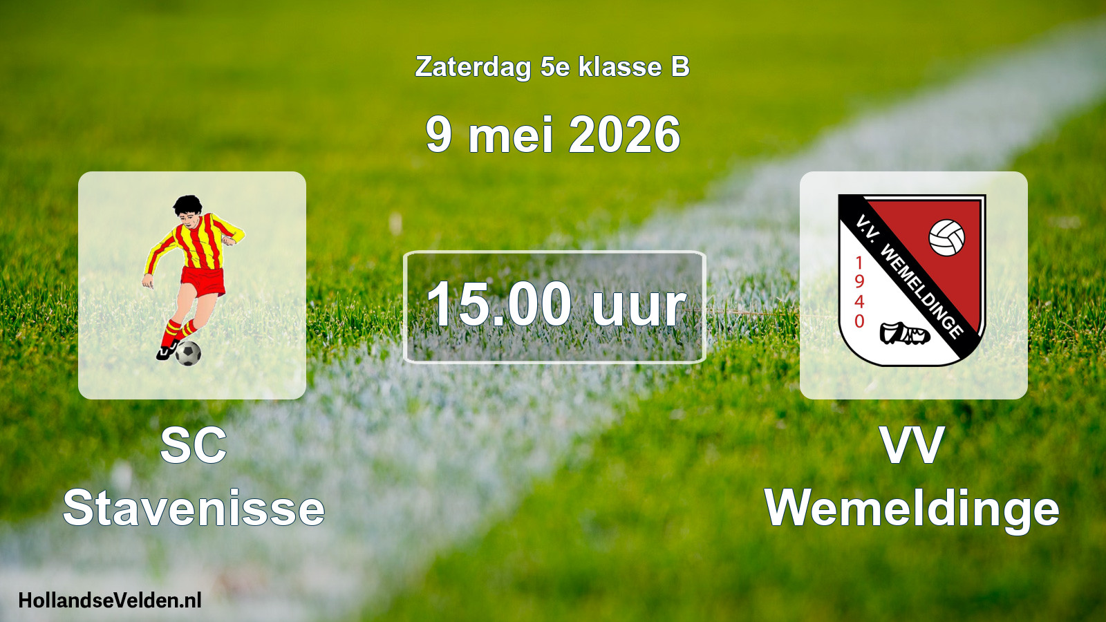 Geplande wedstrijd: SC Stavenisse - VV Wemeldinge (9 mei 2026)