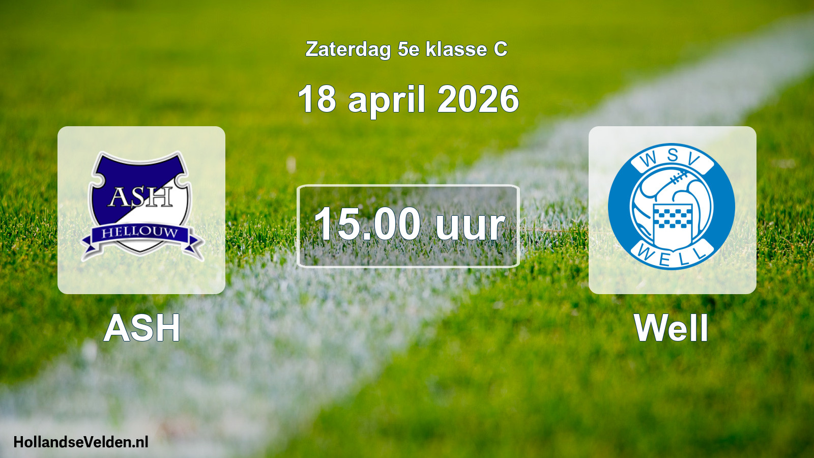 Geplande wedstrijd: ASH - Well (18 april 2026)