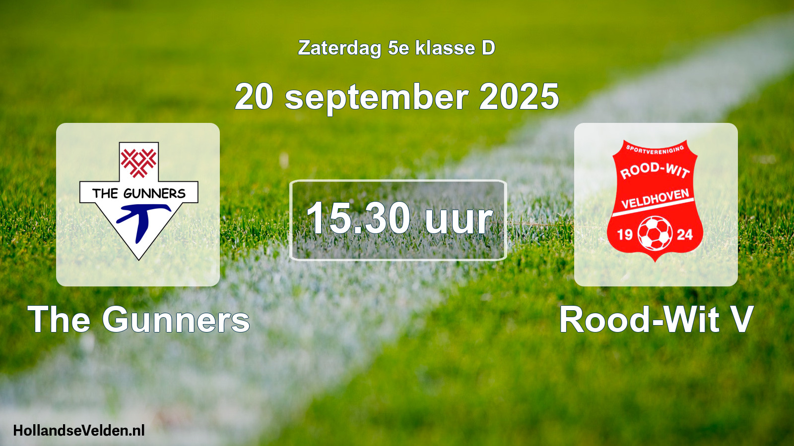Geplande wedstrijd: The Gunners - Rood-Wit V (20 september 2025)