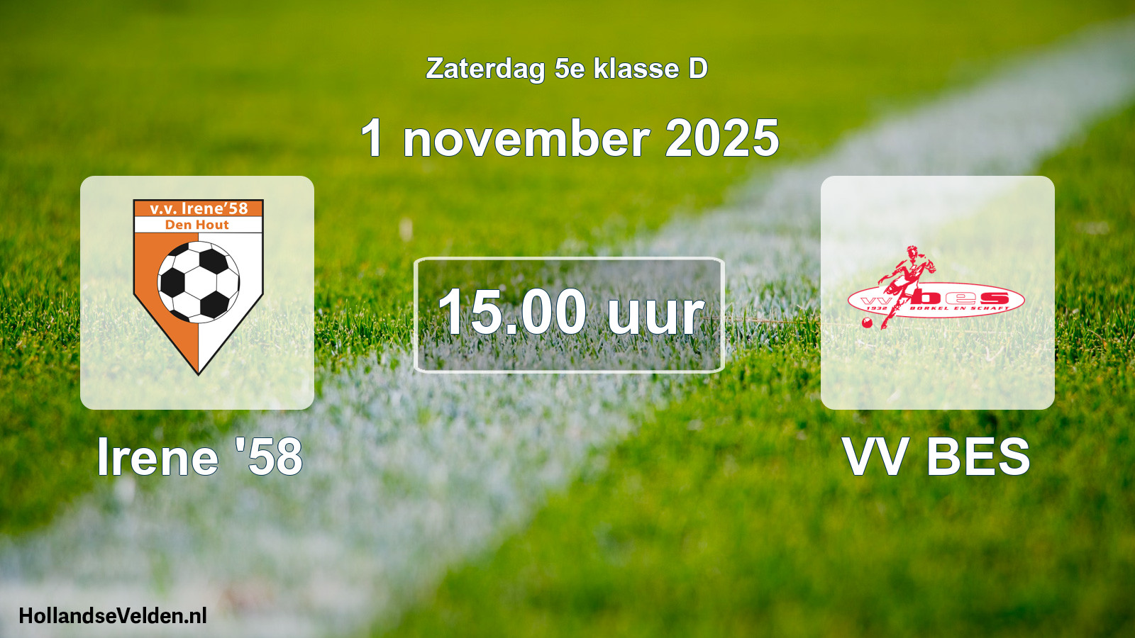 Geplande wedstrijd: Irene '58 - VV BES (1 november 2025)