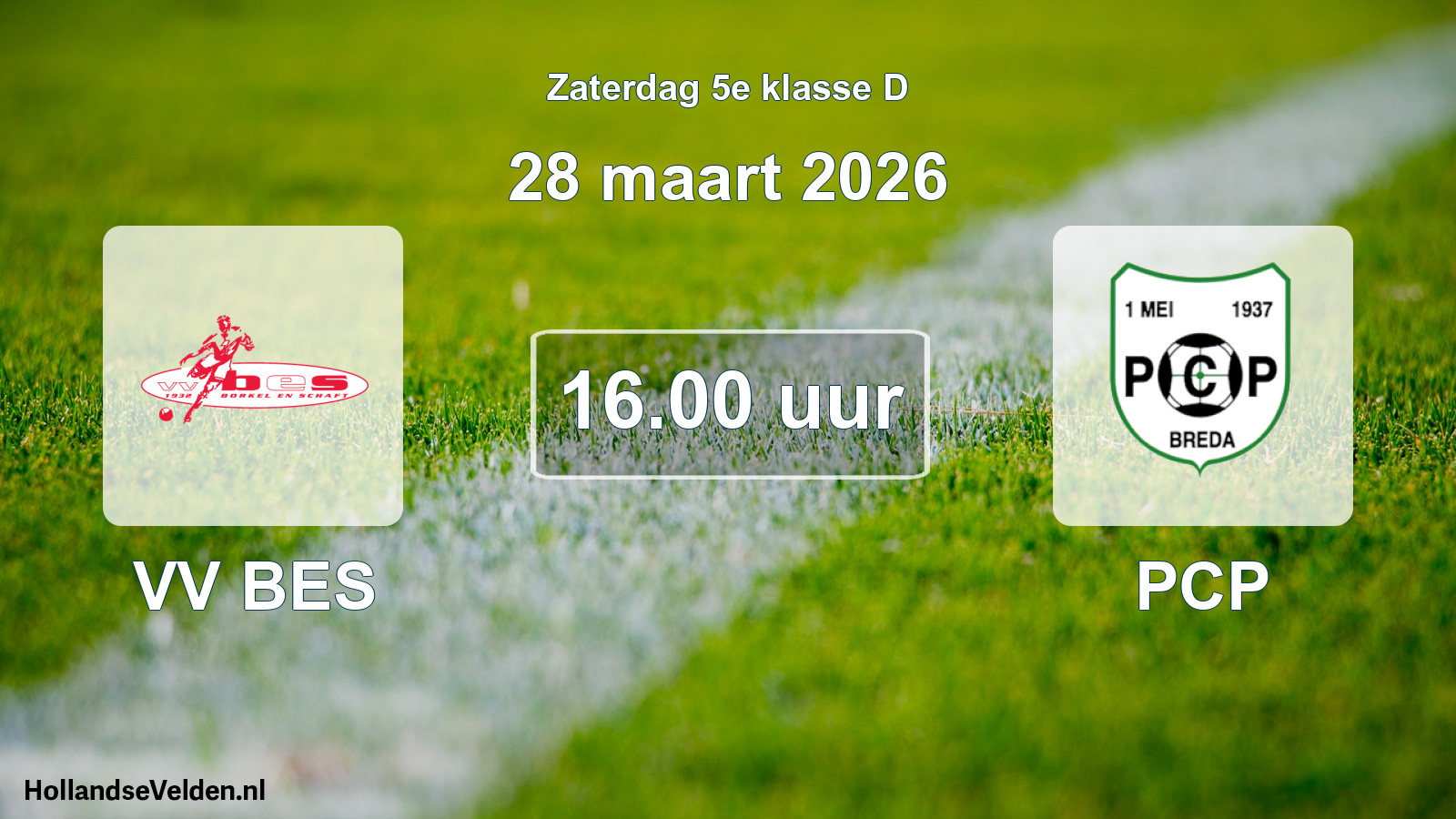 Geplande wedstrijd: VV BES - PCP (28 maart 2026)