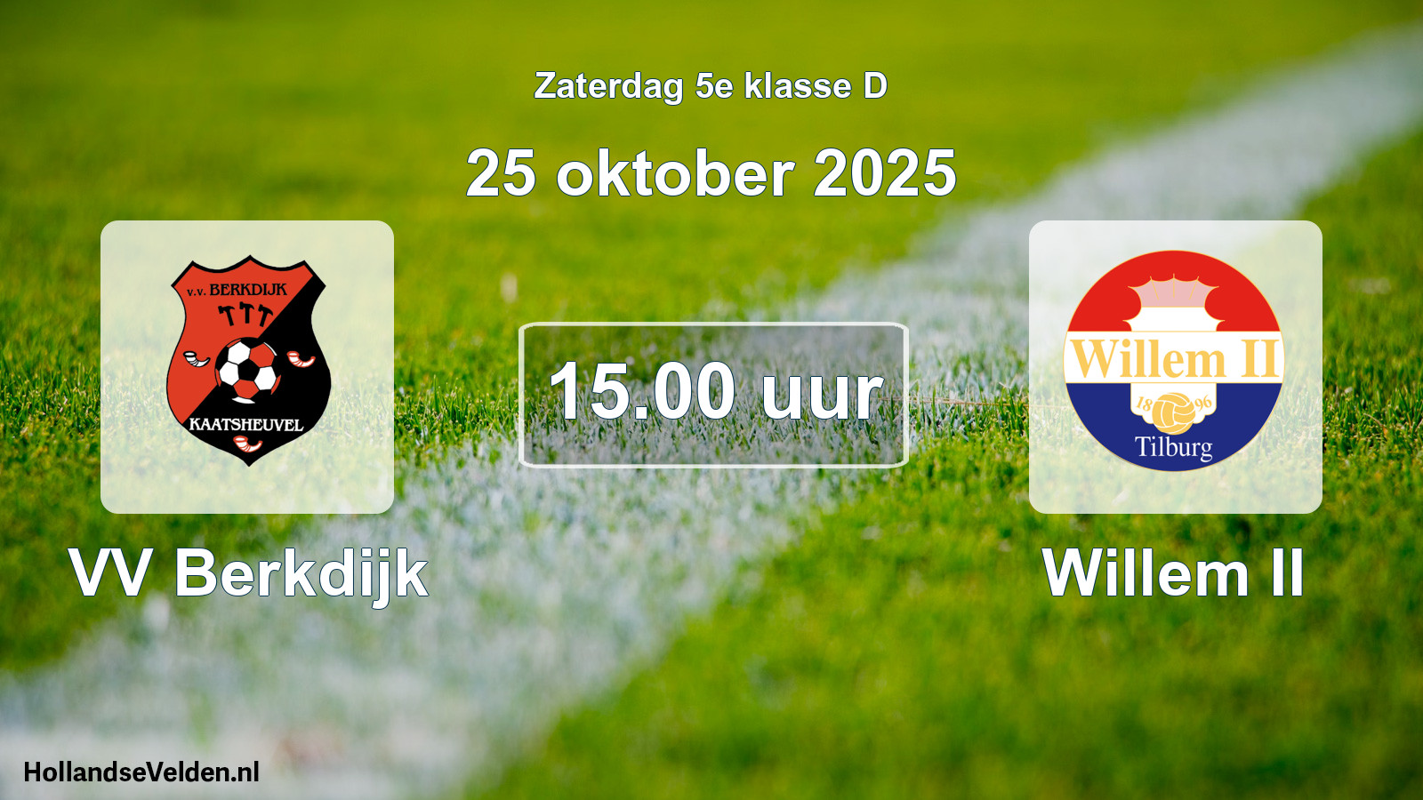 Scheduled Match: VV Berkdijk - Willem II (25 October 2025)
