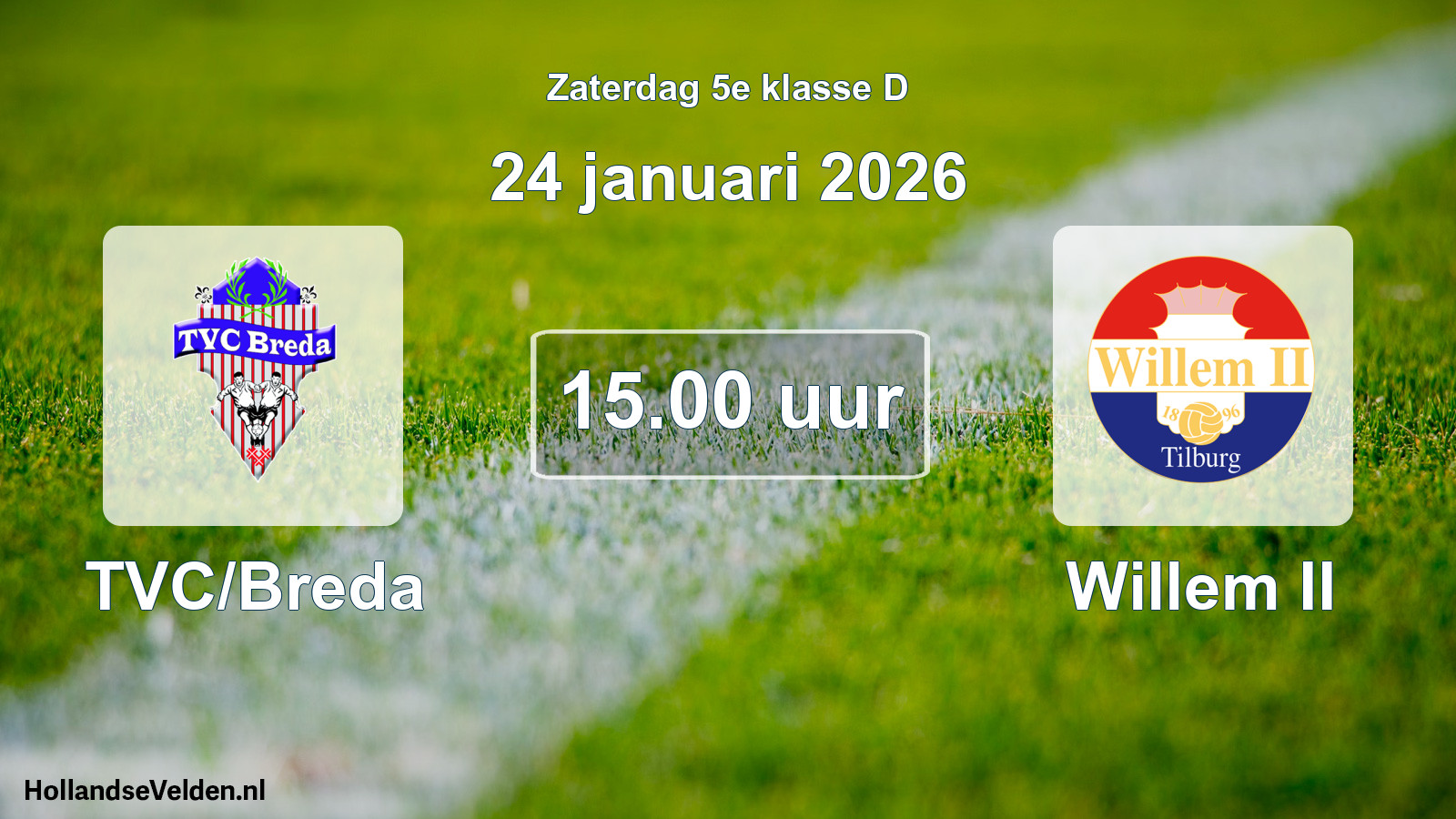 Scheduled Match: TVC/Breda - Willem II (24 January 2026)