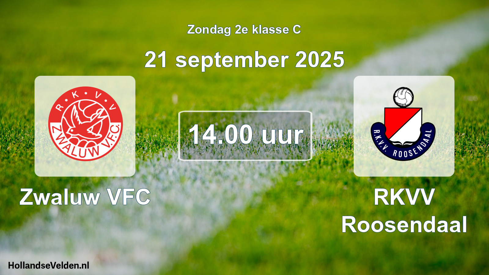 Geplande wedstrijd: Zwaluw VFC - RKVV Roosendaal (21 september 2025)