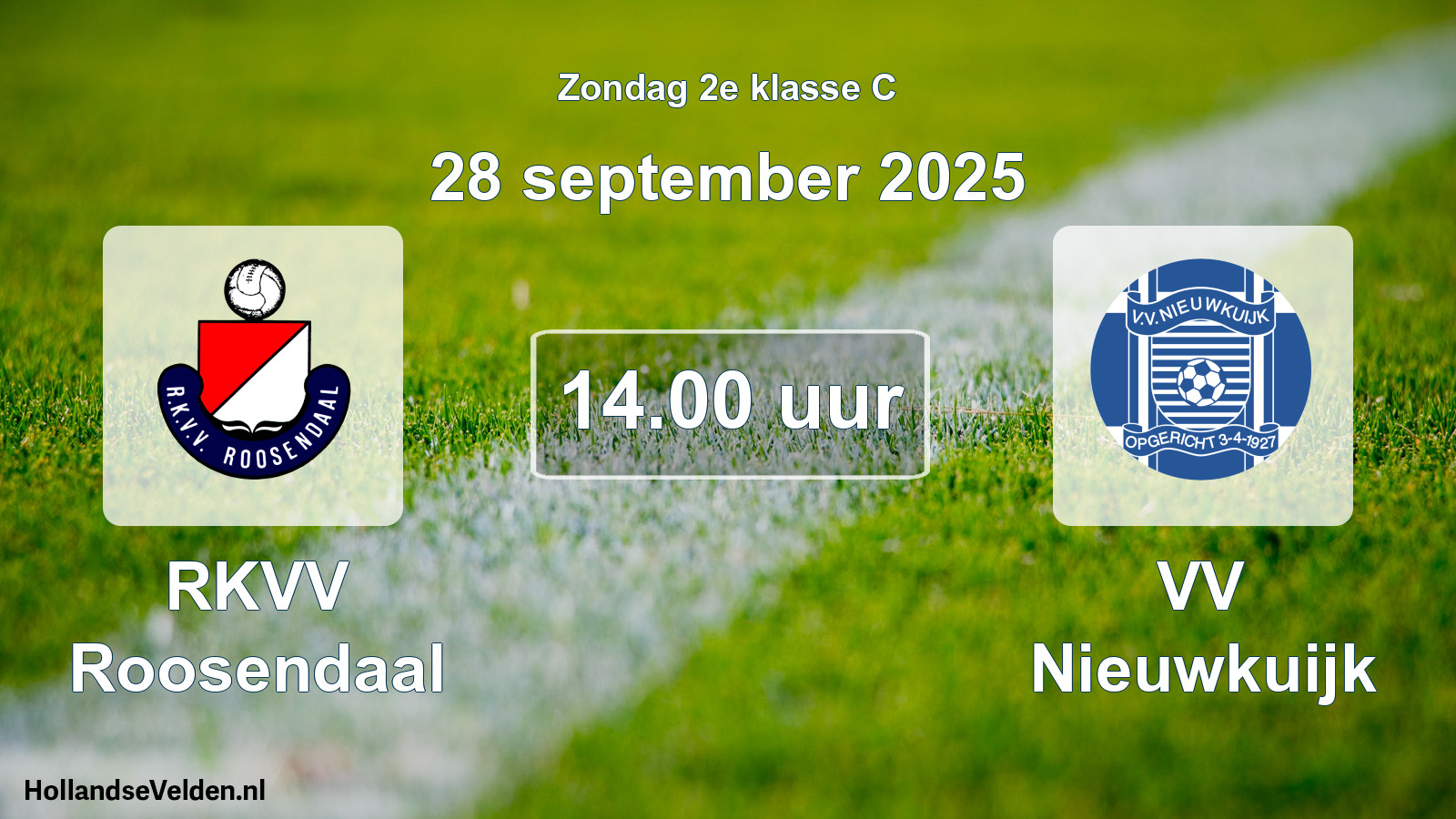 Geplande wedstrijd: RKVV Roosendaal - VV Nieuwkuijk (28 september 2025)