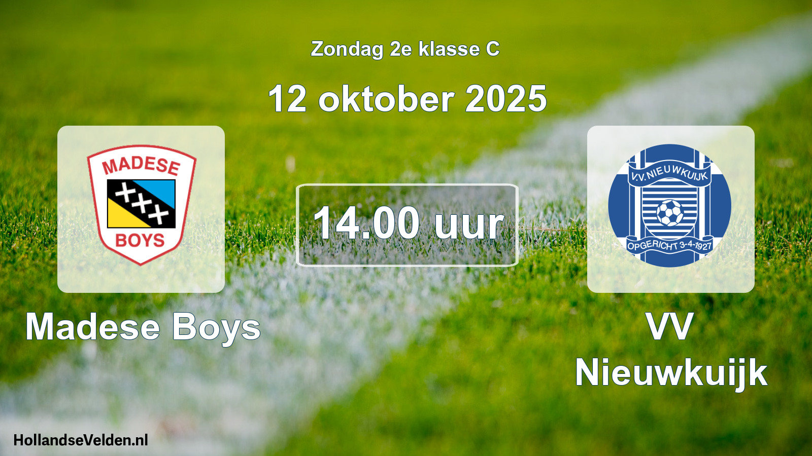 Geplande wedstrijd: Madese Boys - VV Nieuwkuijk (12 oktober 2025)