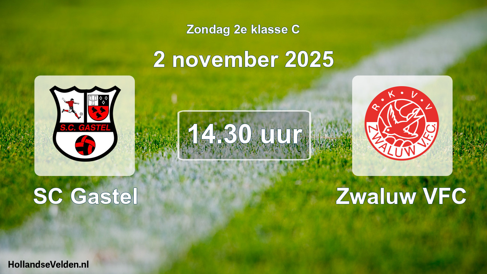 Geplande wedstrijd: SC Gastel - Zwaluw VFC (2 november 2025)