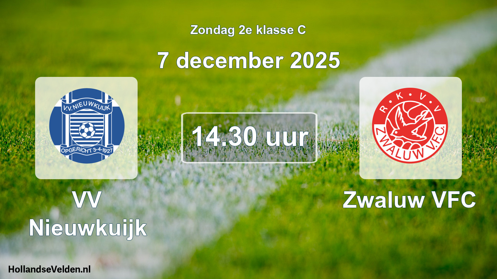Geplande wedstrijd: VV Nieuwkuijk - Zwaluw VFC (7 december 2025)