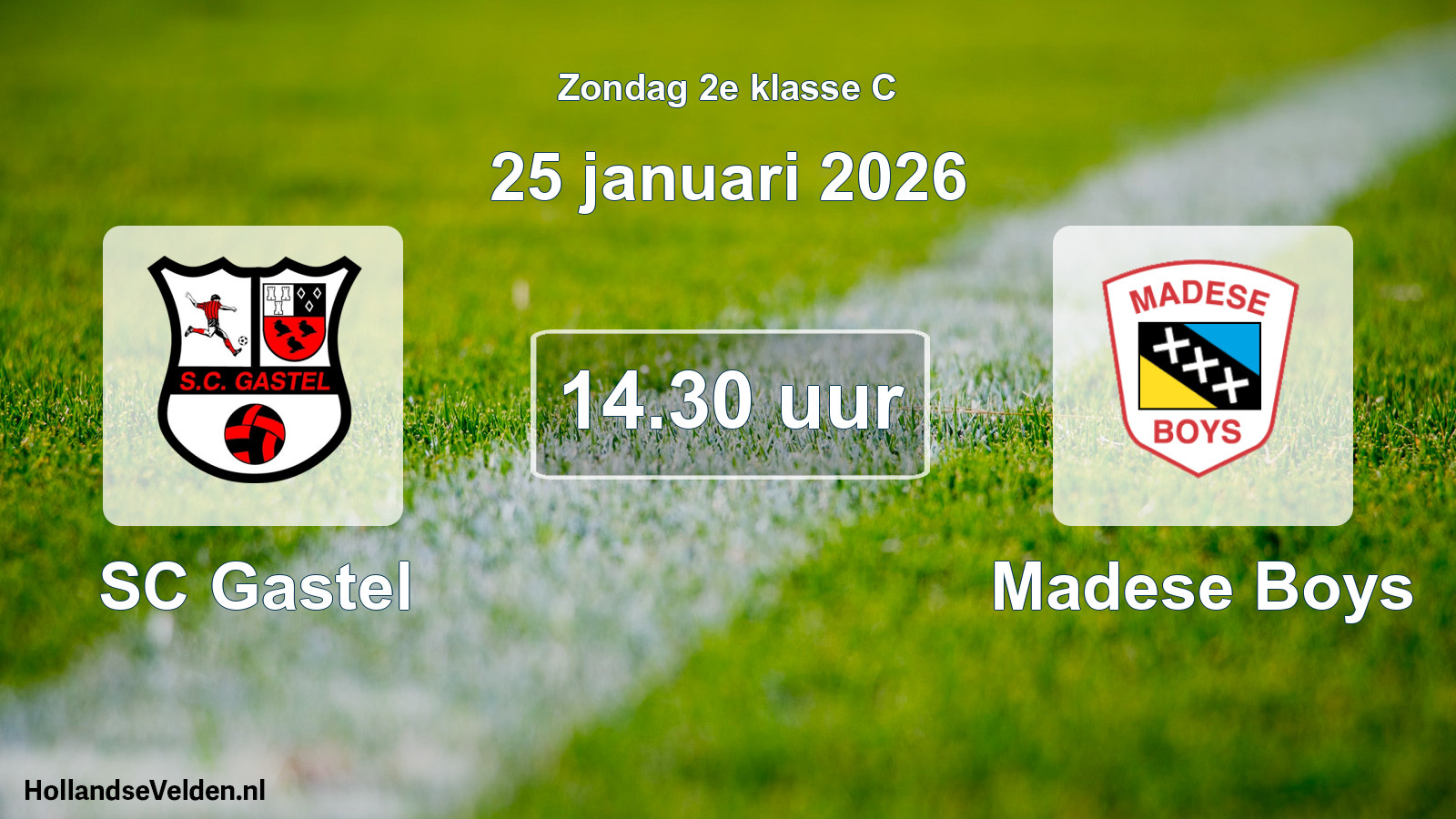Geplande wedstrijd: SC Gastel - Madese Boys (25 januari 2026)