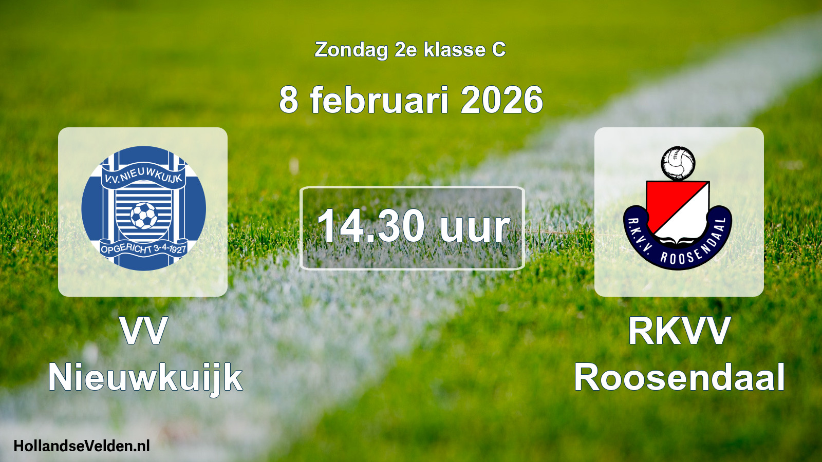 Geplande wedstrijd: VV Nieuwkuijk - RKVV Roosendaal (8 februari 2026)